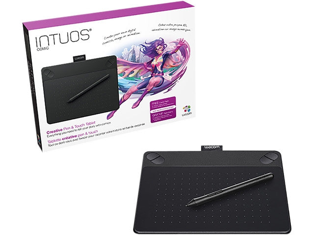 Wacom Intuos Comic Creative Pen & Touch Tablet Small (Black) CTH490CK –