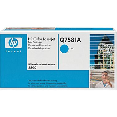 Q7581A - HP Cyan Toner Cartridge - CYAN TONER CARTRIDGE FOR COLOR LASERJET 3800 CP3505 6K PAGE YIELD Laser - 6000 Page – Cyan - CoolGraphicStuff.com
