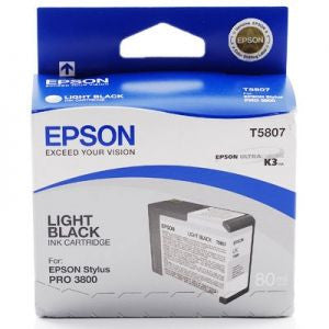 T580700 - Epson Stylus Pro 3800 - 80ml Light Black UltraChrome K3 Ink Cartridge - CoolGraphicStuff.com