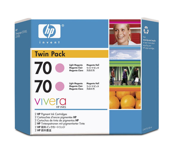 HP 70 CB346A Light Magenta Ink Cartridge Twin Pack - 2 x C9455A - CoolGraphicStuff.com