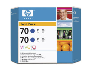 HP 70 CB349A Blue Ink Cartridge Twin Pack - 2 x C9458A - CoolGraphicStuff.com